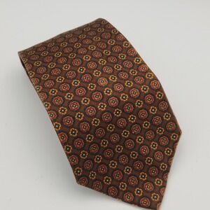Brooks Brothers Makers Silk Necktie Tie Geometric Circular Shapes Bronze Brown